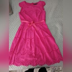 Elegant Pink Eyelet Midi Dress Sz 8